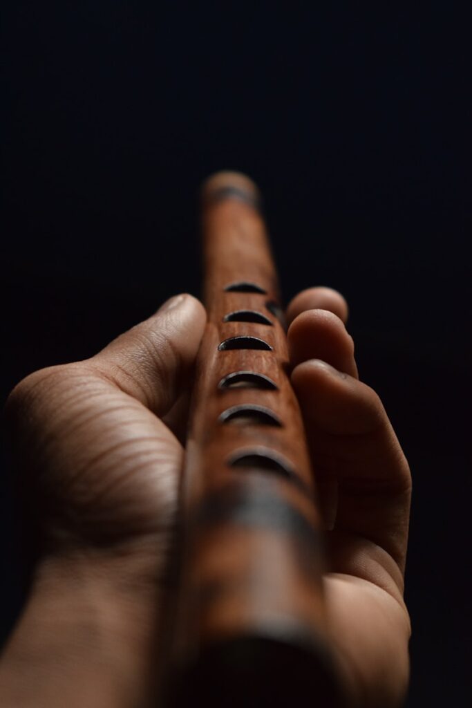 brown wooden flute