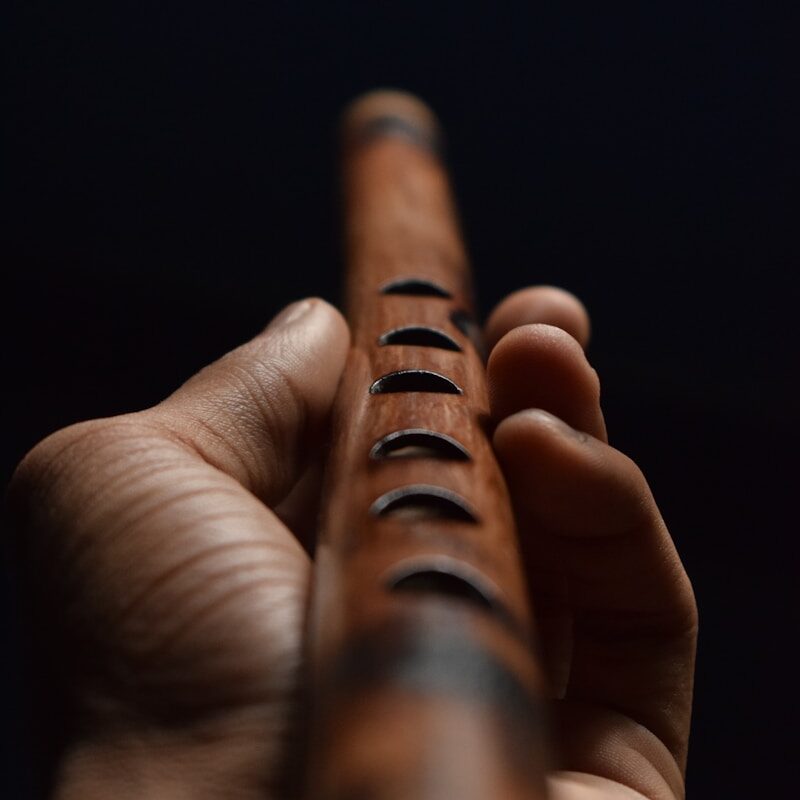 brown wooden flute